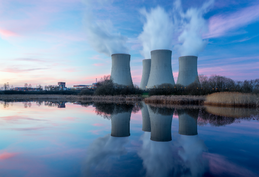 Hyperbolic Cooling Towers with Pond in Front