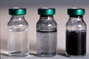 Figure 26-5. Sulfate-reducing bacteria are detected by formation of black FeS precipitates in speciallly prepared liquid (a) or solid (b) media.