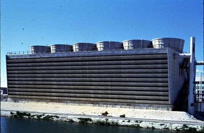 Figure 31-6. A six-cell, crossflow induced draft cooling tower.