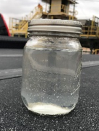 Figure 1: Improved clarified effluent with PolyFloc (<7 NTU)