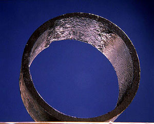 Figure 14-7. Steam blanketing caused metal wastage on top of sloped tube.