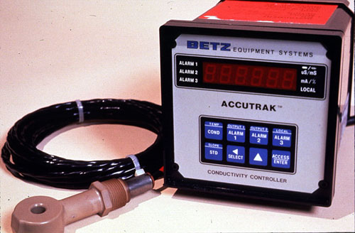 Figure 36-1. BetzDearborn Accutrak conductivity controller and toroidal probe.